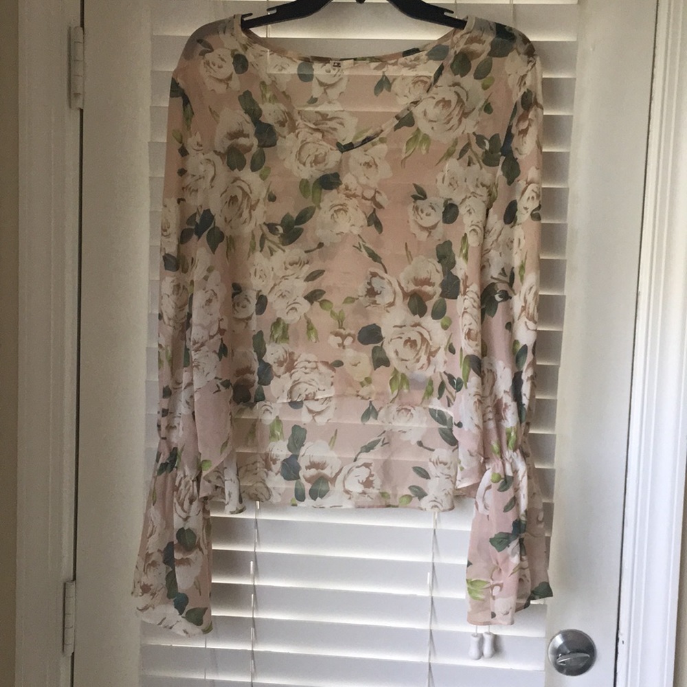 Pink floral crop top